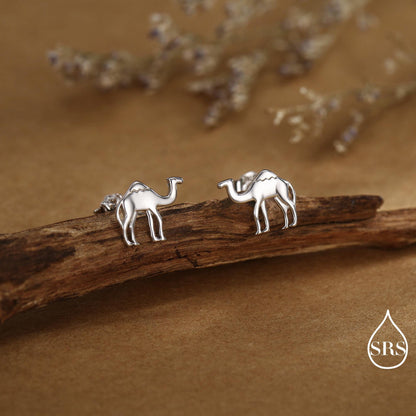 Dainty Camel Stud Earrings in Sterling Silver - Camel Earrings, Natural Inspired Animal Earrings