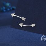 Arrow Crawler Earrings in Sterling Silver with CZ Crystals, Silver or Gold or Rose Gold, CZ Arrow Ear Crawlers, Ear Climbers