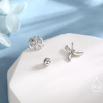 Mismatched Dragon and Phoenix 18G Screw Back Earrings in Sterling Silver