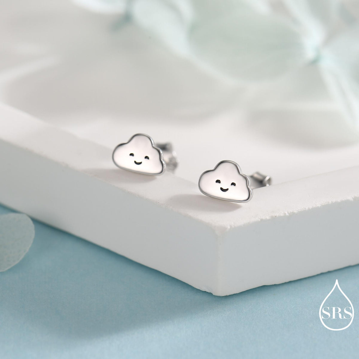 Tiny Cloud Stud Earrings in Sterling Silver, Silver Gold or Rose Gold Finish, Happy Cloud Earrings, Celestial Earrings