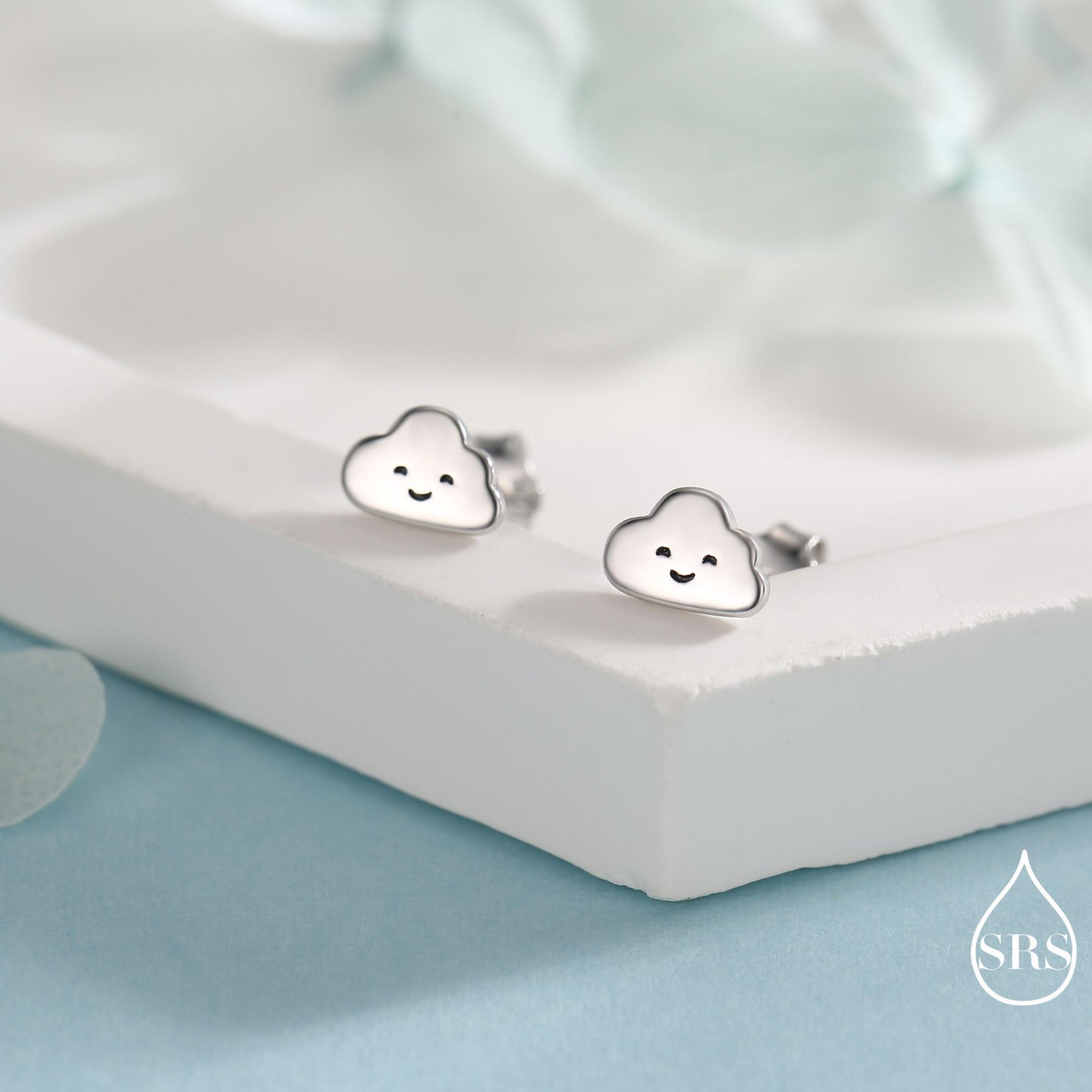 Tiny Cloud Stud Earrings in Sterling Silver, Silver Gold or Rose Gold Finish, Happy Cloud Earrings, Celestial Earrings