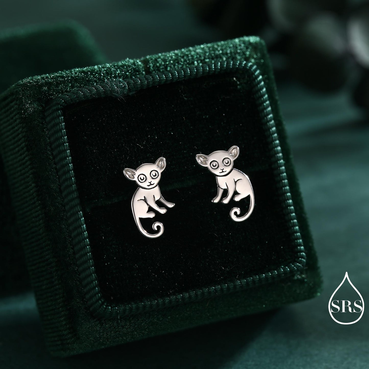 Sterling Silver Bush Baby Earrings | Minimalist Animal Studs | Jungle Galago Earrings | Silver, Gold or Rose Gold Finish