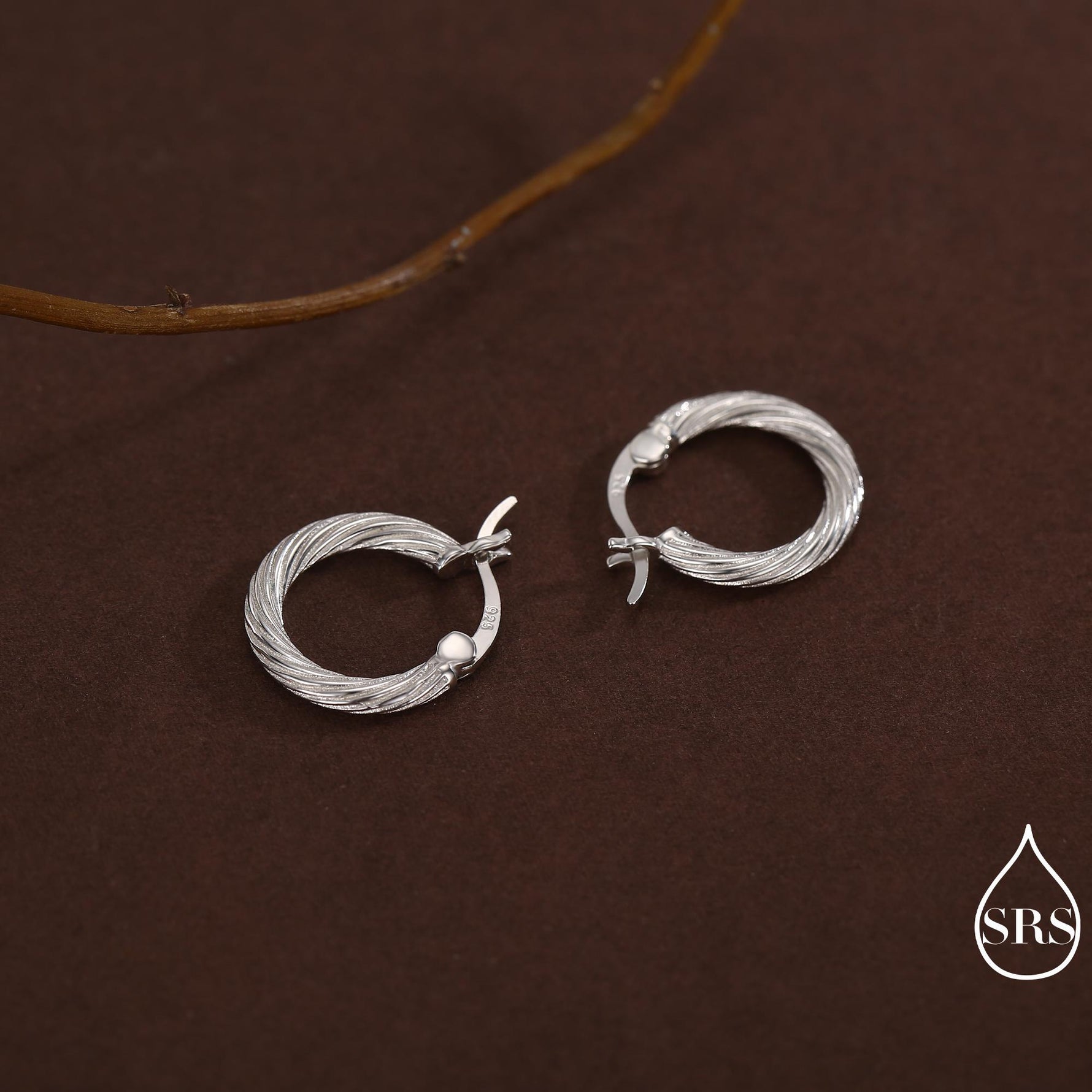 Mini Chunky Braided Hoop Earrings in Sterling Silver, Silver or Gold, Twist Hoop Earrings, Rope Earrings, 10mm Inner Diameter