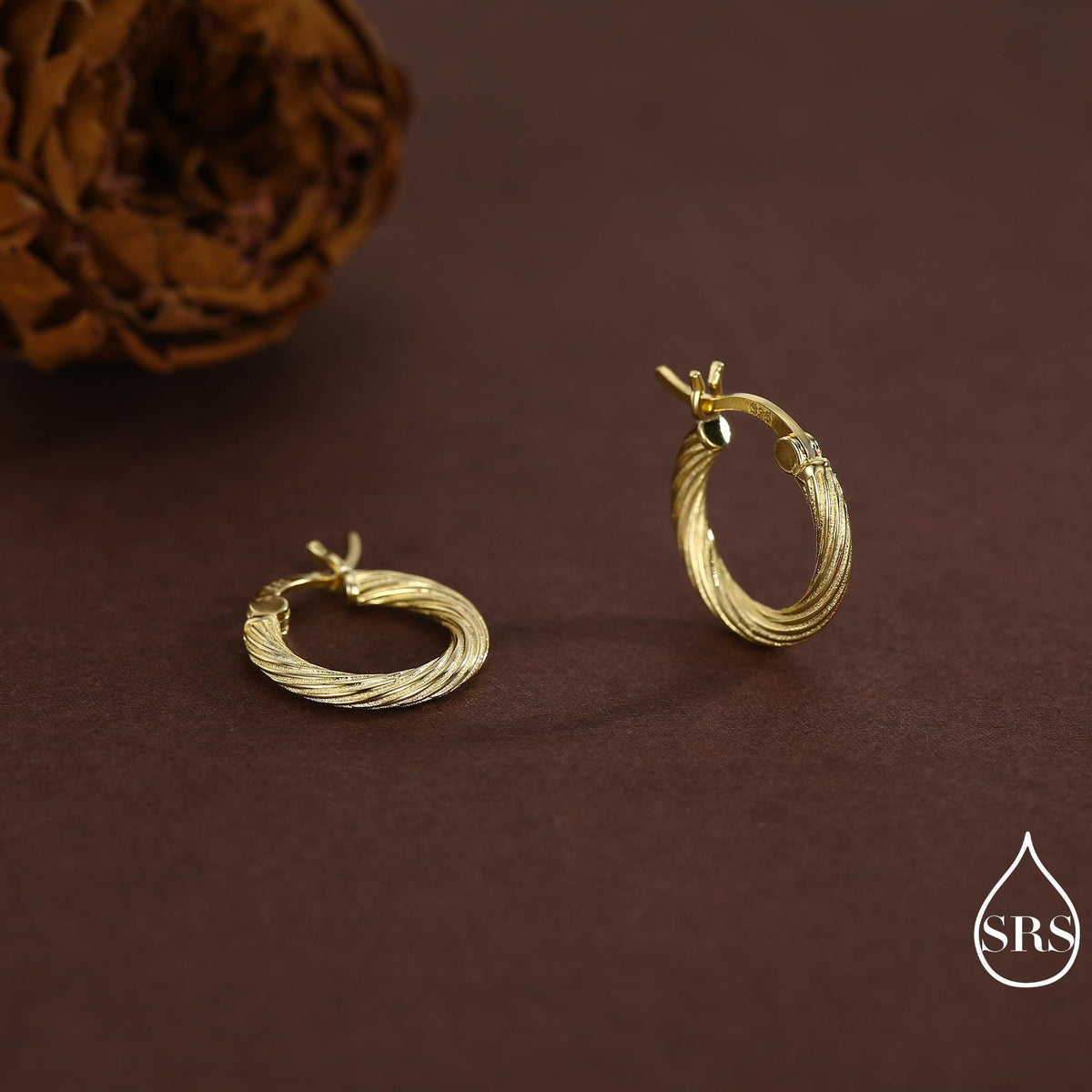 Mini Chunky Braided Hoop Earrings in Sterling Silver, Silver or Gold, Twist Hoop Earrings, Rope Earrings, 10mm Inner Diameter
