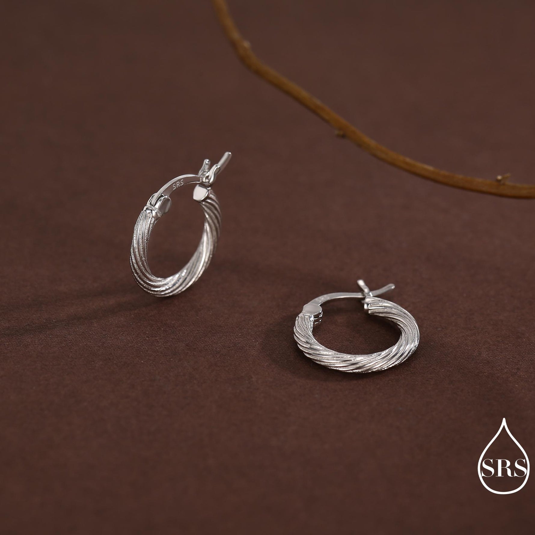 Mini Chunky Braided Hoop Earrings in Sterling Silver, Silver or Gold, Twist Hoop Earrings, Rope Earrings, 10mm Inner Diameter