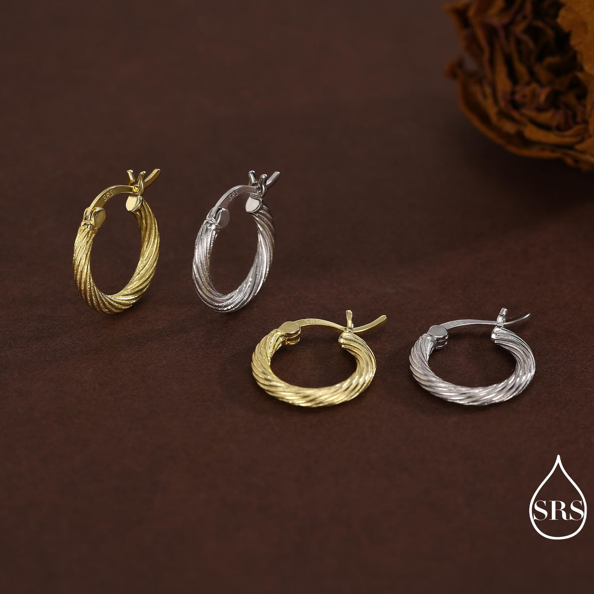 Mini Chunky Braided Hoop Earrings in Sterling Silver, Silver or Gold, Twist Hoop Earrings, Rope Earrings, 10mm Inner Diameter