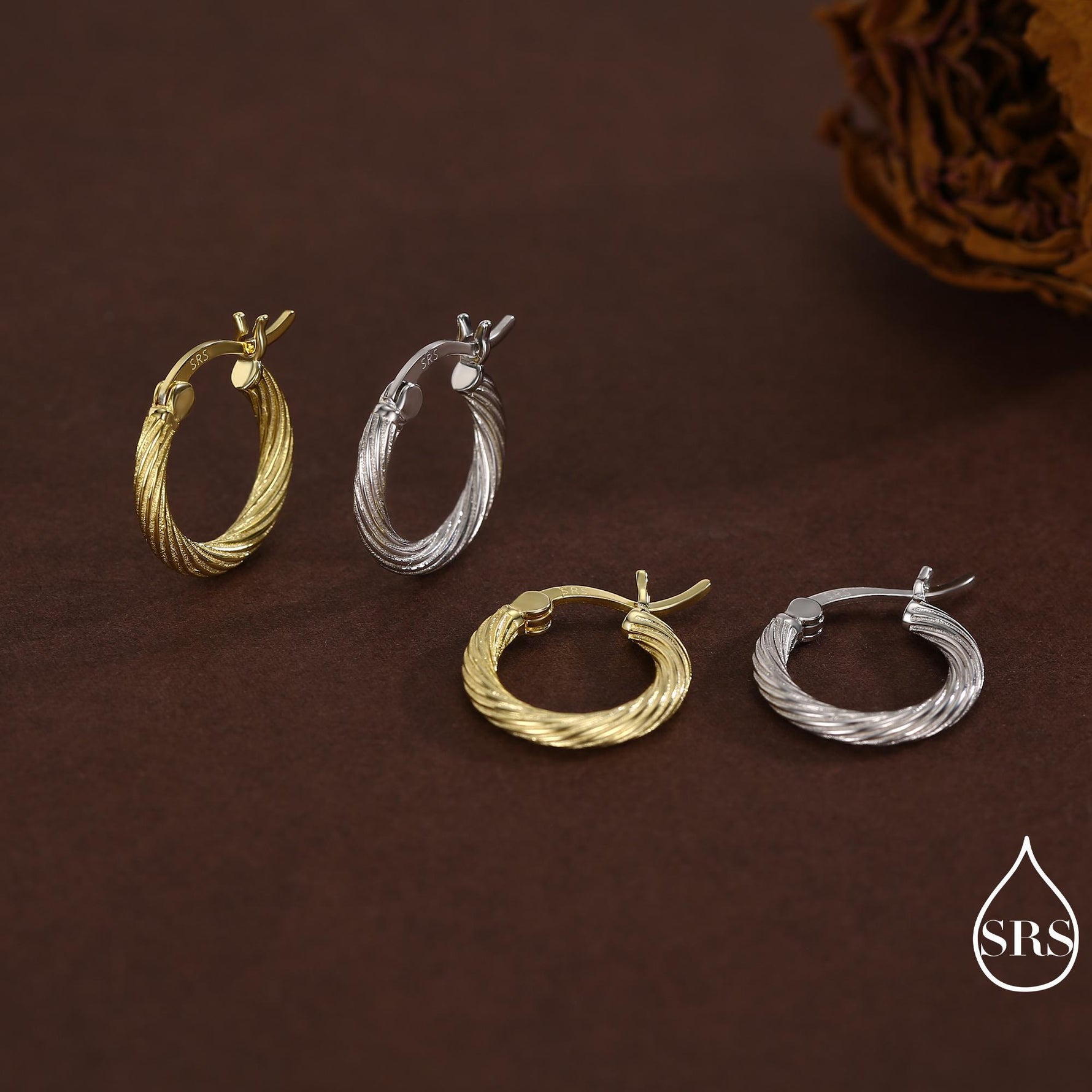 Mini Chunky Braided Hoop Earrings in Sterling Silver, Silver or Gold, Twist Hoop Earrings, Rope Earrings, 10mm Inner Diameter