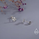 Tiny Plumeria Flower Stud Earrings in Sterling Silver, Small Flower Earrings, Nature Inspired Floral Earrings