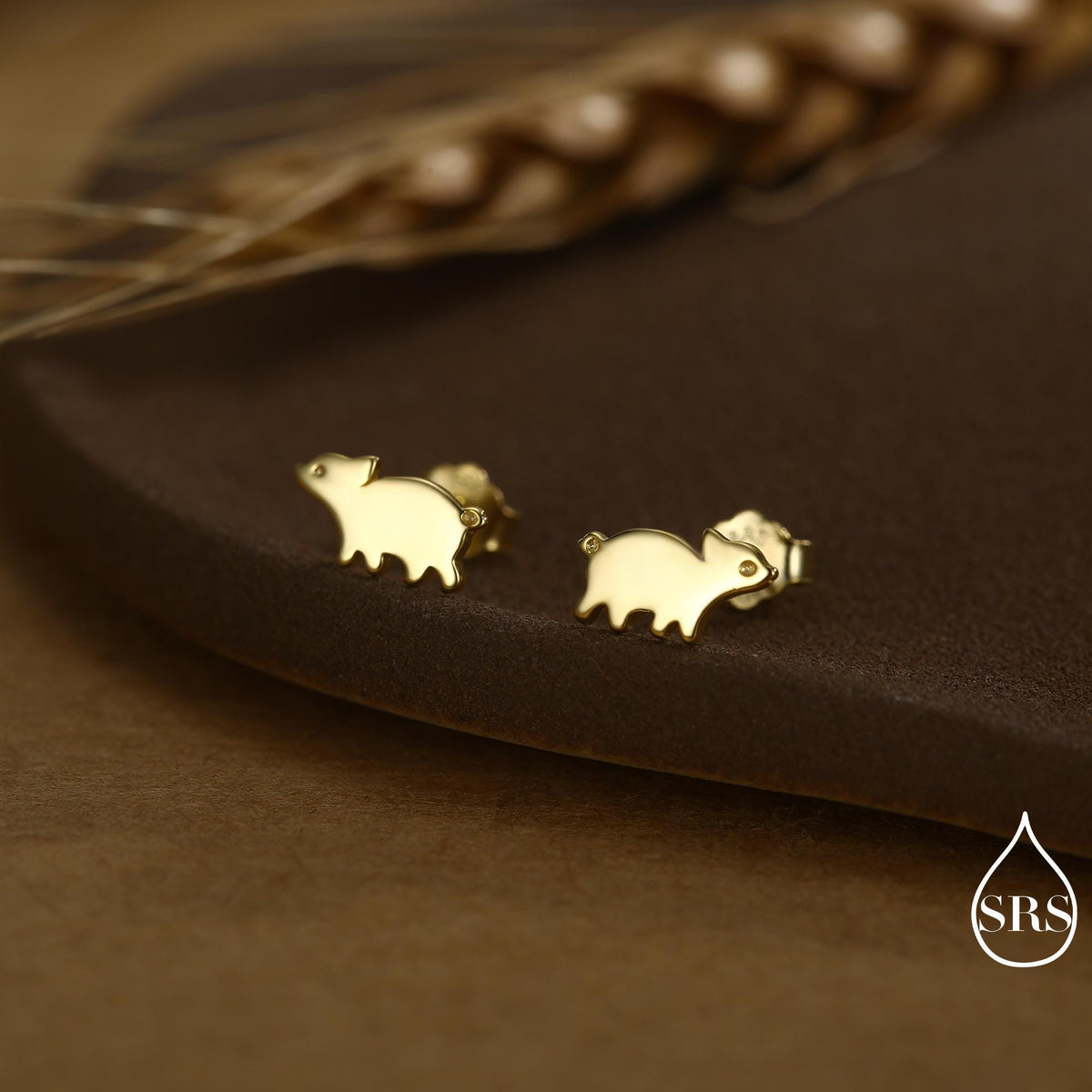 Baby Pig Stud Earrings in Sterling Silver, Piglet Earrings, Silver or Gold, Farm Animal Earrings, Nature Inspired