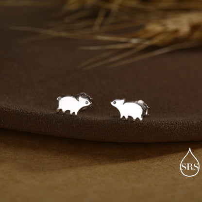 Baby Pig Stud Earrings in Sterling Silver, Piglet Earrings, Silver or Gold, Farm Animal Earrings, Nature Inspired