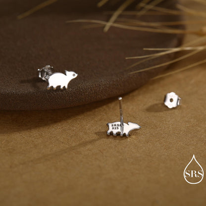 Baby Pig Stud Earrings in Sterling Silver, Piglet Earrings, Silver or Gold, Farm Animal Earrings, Nature Inspired