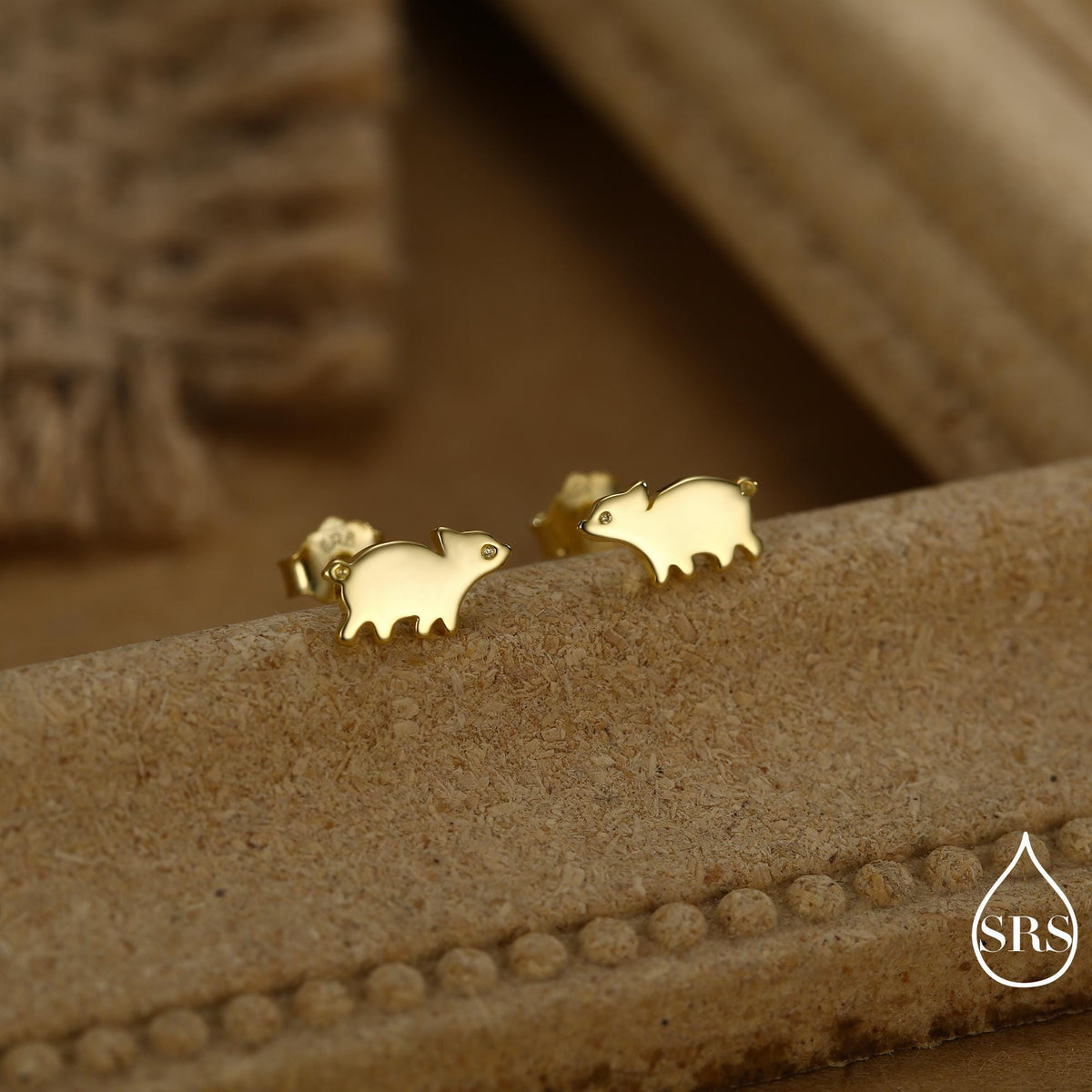 Baby Pig Stud Earrings in Sterling Silver, Piglet Earrings, Silver or Gold, Farm Animal Earrings, Nature Inspired