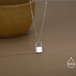 Extra Tiny Padlock Pendant Necklace in Sterling Silver, Silver or Gold, Silver Pad Lock Pendant, Lock Necklace