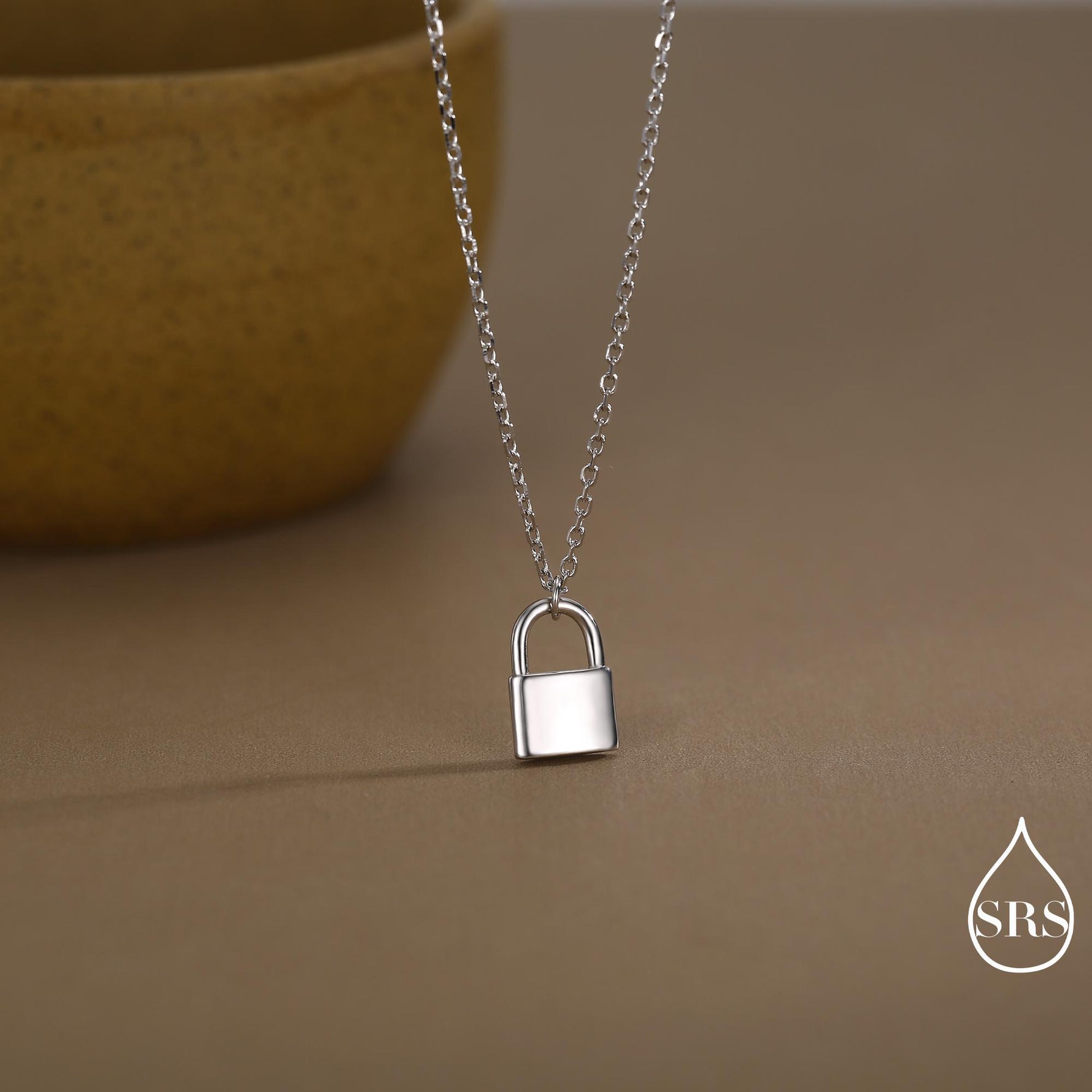 Extra Tiny Padlock Pendant Necklace in Sterling Silver, Silver or Gold, Silver Pad Lock Pendant, Lock Necklace