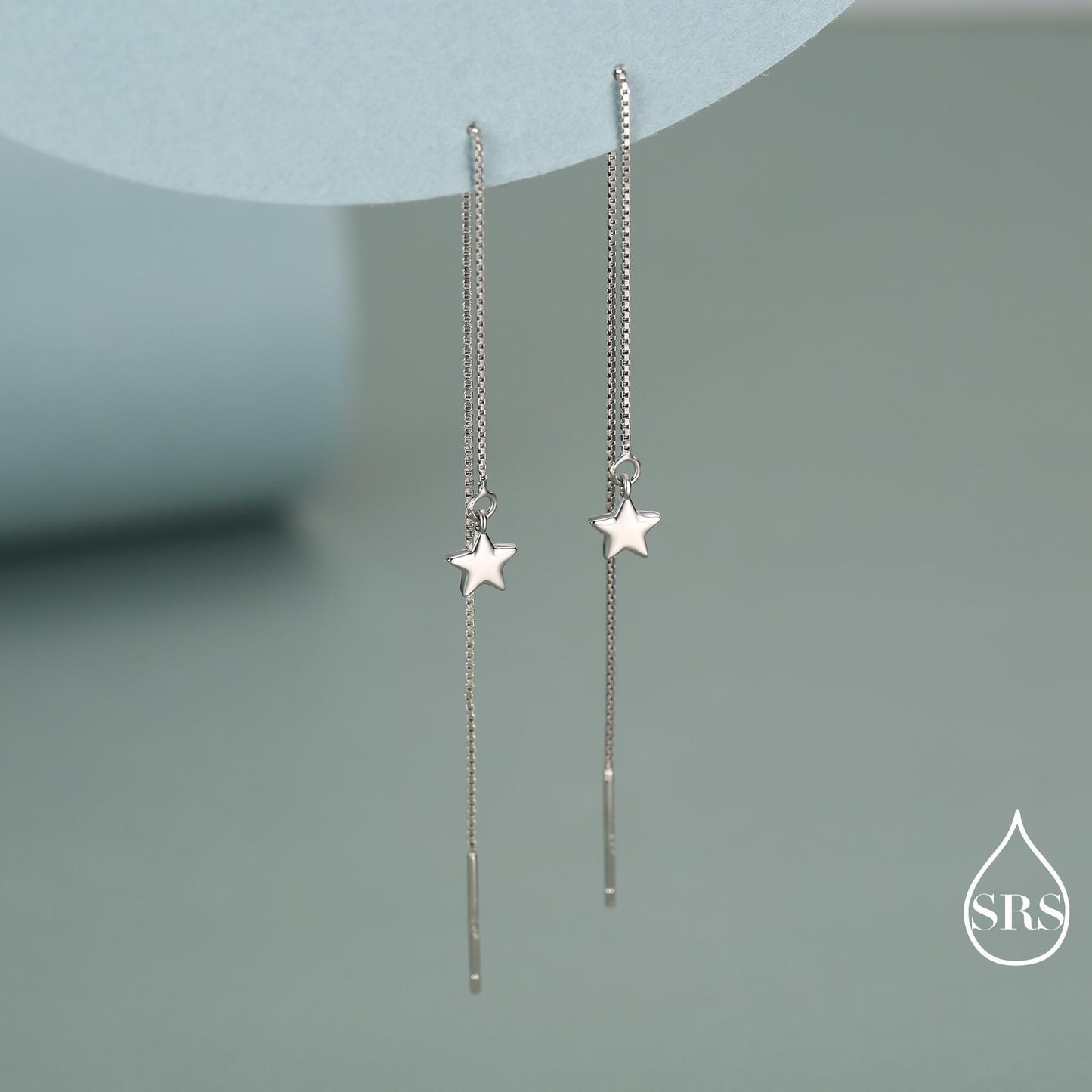 Sterling Silver Twinkle Stars Ear Threader, Wire Earrings, Dangle Earrings, Tiny Charm Earrings, Celestial, Dainty and Delicate