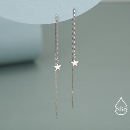 Sterling Silver Twinkle Stars Ear Threader, Wire Earrings, Dangle Earrings, Tiny Charm Earrings, Celestial, Dainty and Delicate