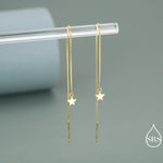 Sterling Silver Twinkle Stars Ear Threader, Wire Earrings, Dangle Earrings, Tiny Charm Earrings, Celestial, Dainty and Delicate