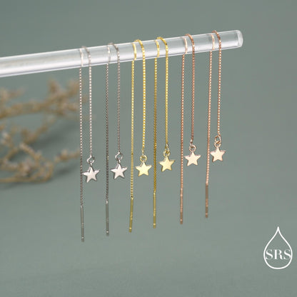 Sterling Silver Twinkle Stars Ear Threader, Wire Earrings, Dangle Earrings, Tiny Charm Earrings, Celestial, Dainty and Delicate