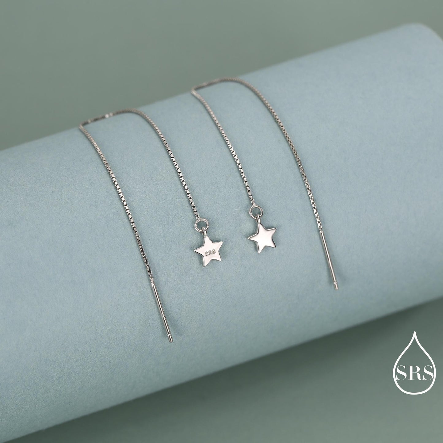 Sterling Silver Twinkle Stars Ear Threader, Wire Earrings, Dangle Earrings, Tiny Charm Earrings, Celestial, Dainty and Delicate