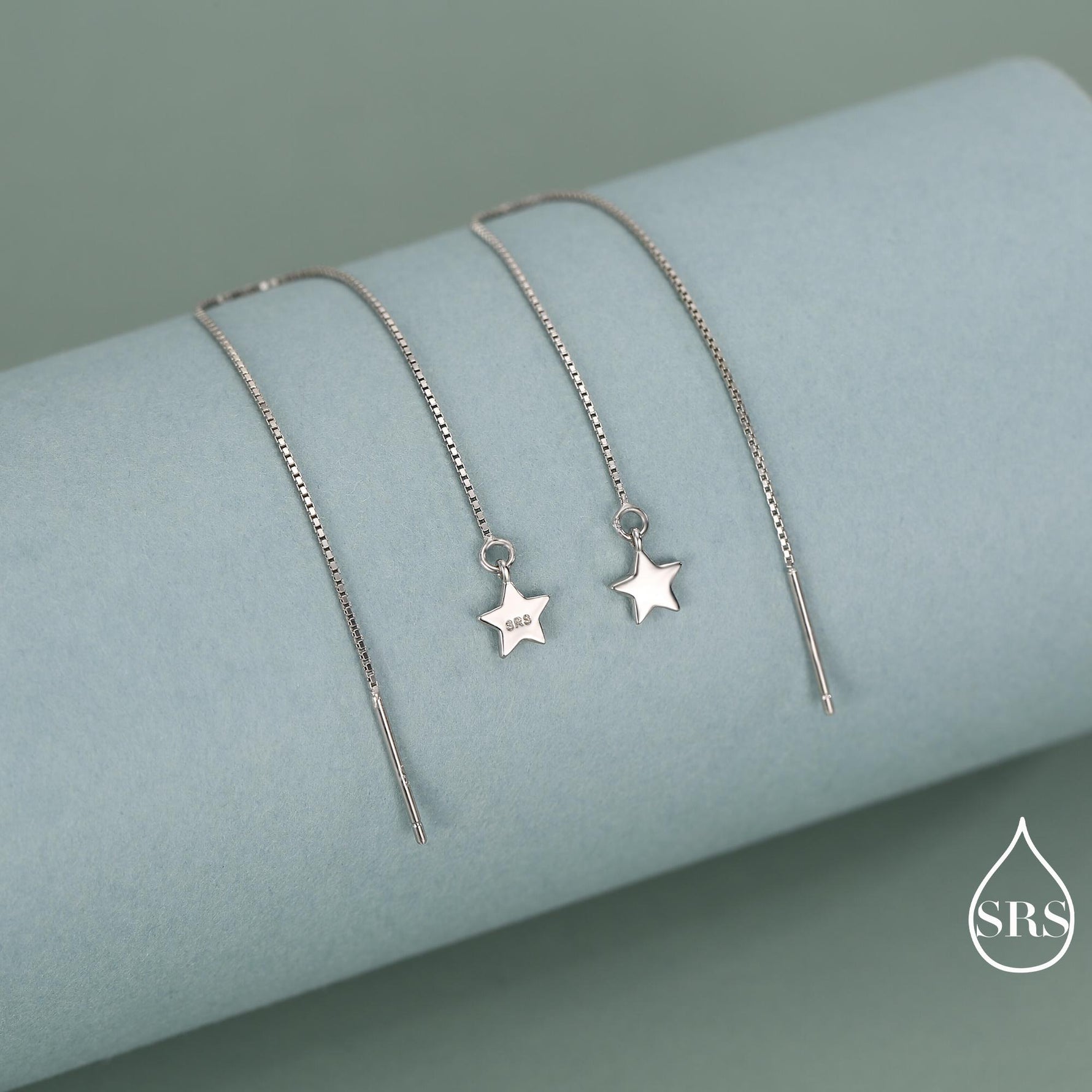 Sterling Silver Twinkle Stars Ear Threader, Wire Earrings, Dangle Earrings, Tiny Charm Earrings, Celestial, Dainty and Delicate
