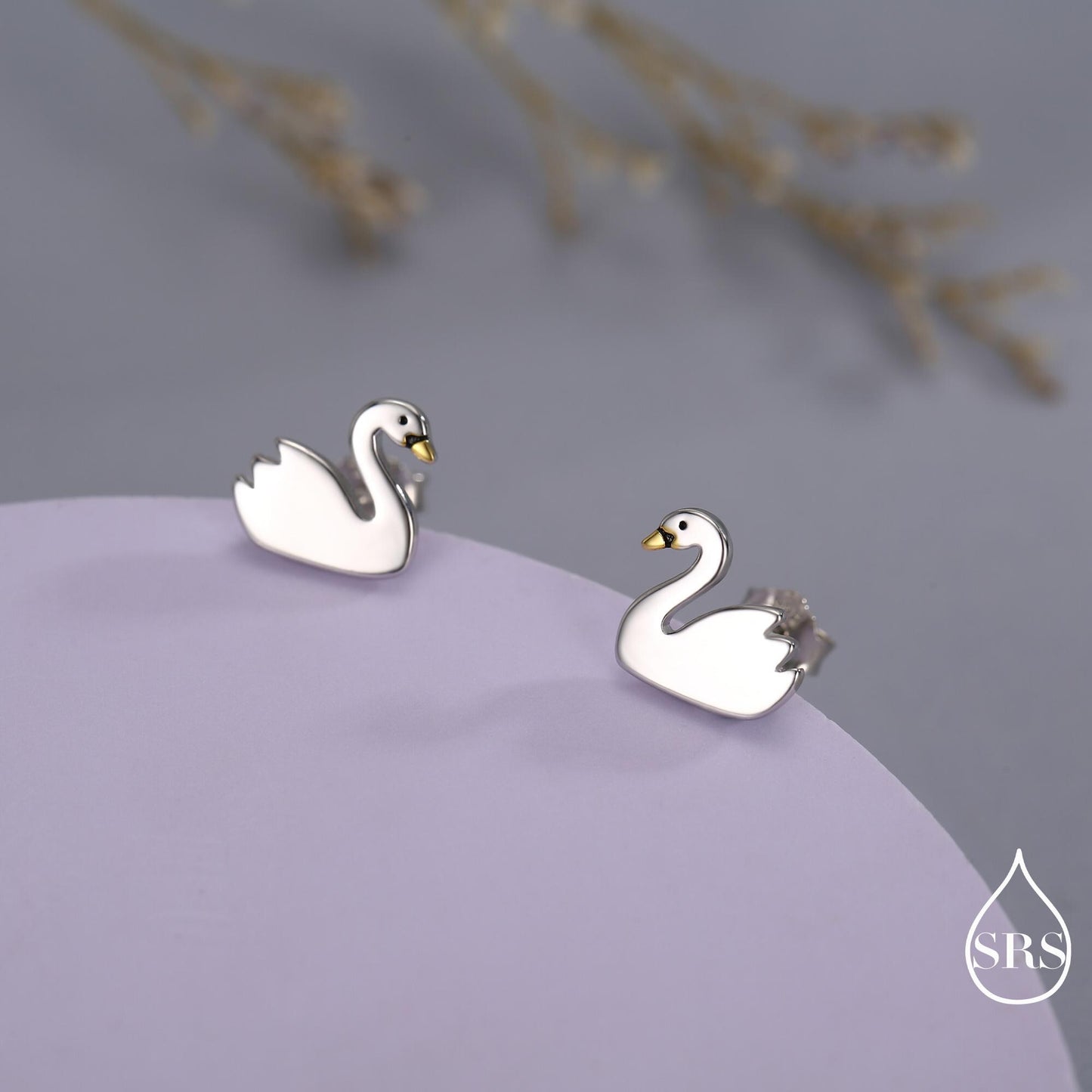 Swan Stud Earrings in Sterling Silver - Animal Stud Earrings - Bird Earrings - Cute, Fun, Whimsical