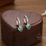 CZ Heart Huggie Hoop in Sterling Silver, Silver or Gold Hoops, 8mm Inner Diameter, Stacking Earrings, Birthstone Earrings