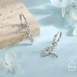 Tiny Flying Dragon Huggie Hoop in Sterling Silver, Silver, Gold or Rose Gold, Dagon Dangle Hoop Earrings, Detachable and Interchangeable