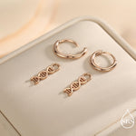 DNA Molecule Huggie Hoop in Sterling Silver, Silver, Gold or Rose Gold Finish, Science Dangle Hoop Earrings, Detachable and Interchangeable