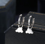 Plane and Cloud Charms for Huggie Hoops in Sterling Silver, Sold as a pair, Charms for Earrings, Detachable, Silver or Gold or Rose Gold