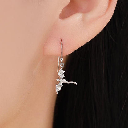 Flying Dragon Drop Hook Earrings in Sterling Silver, Silver, Gold or Rose Gold Finish, Sterling Silver Delicate Dragon Dangle Earrings