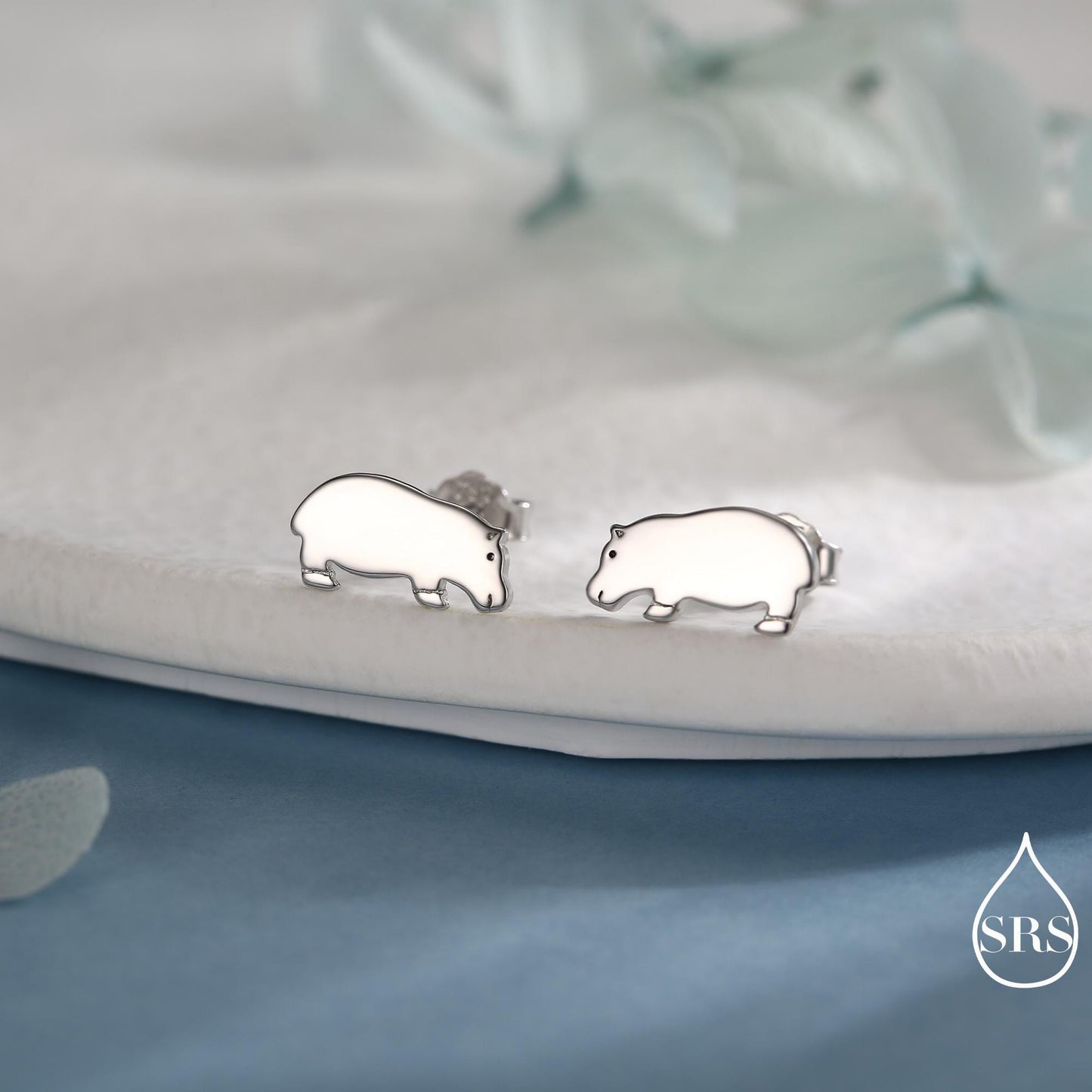Hippo Stud Earrings in Sterling Silver, Cute Baby Hippo Earrings, Nature Inspired Animal Earrings
