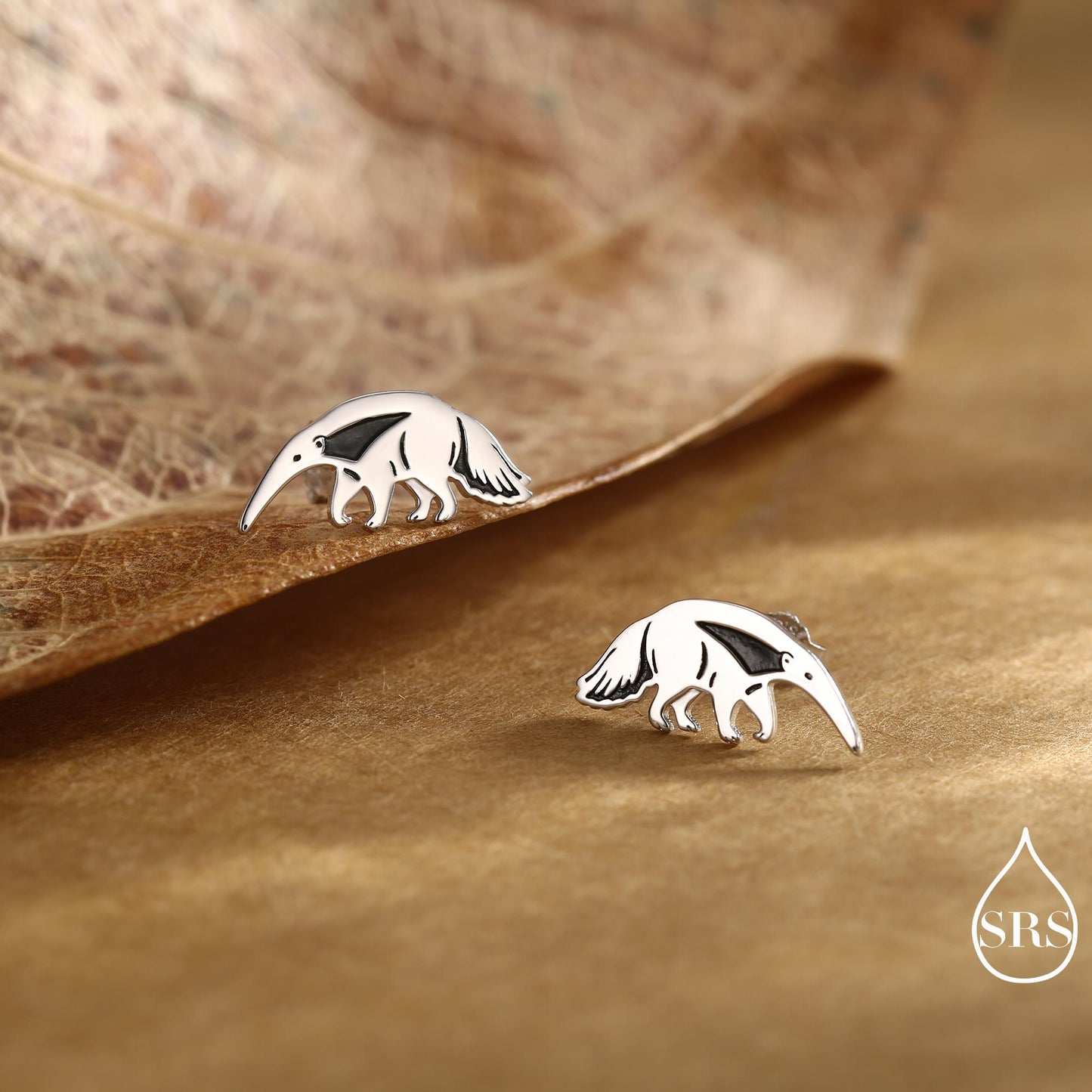 Sterling Silver Ant Eater Stud Earrings | Minimalist Animal Studs | Silver, Gold or Rose Gold Finish