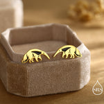 Sterling Silver Ant Eater Stud Earrings | Minimalist Animal Studs | Silver, Gold or Rose Gold Finish