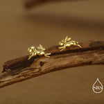 Tiny Leaping Hare 18G Screw Back Earrings in Sterling Silver, Animal Earrings