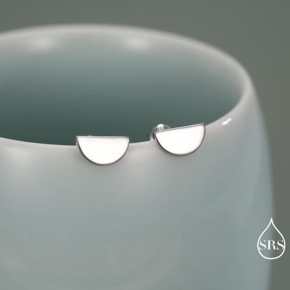 Sterling Silver Half Circle Stud Earrings, Half Moon Stud Earrings, Silver, Gold or Rose Gold, Small Earrings, Stacking Earrings, Geometric