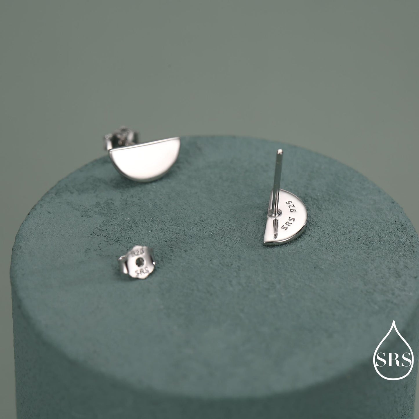 Sterling Silver Half Circle Stud Earrings, Half Moon Stud Earrings, Silver, Gold or Rose Gold, Small Earrings, Stacking Earrings, Geometric