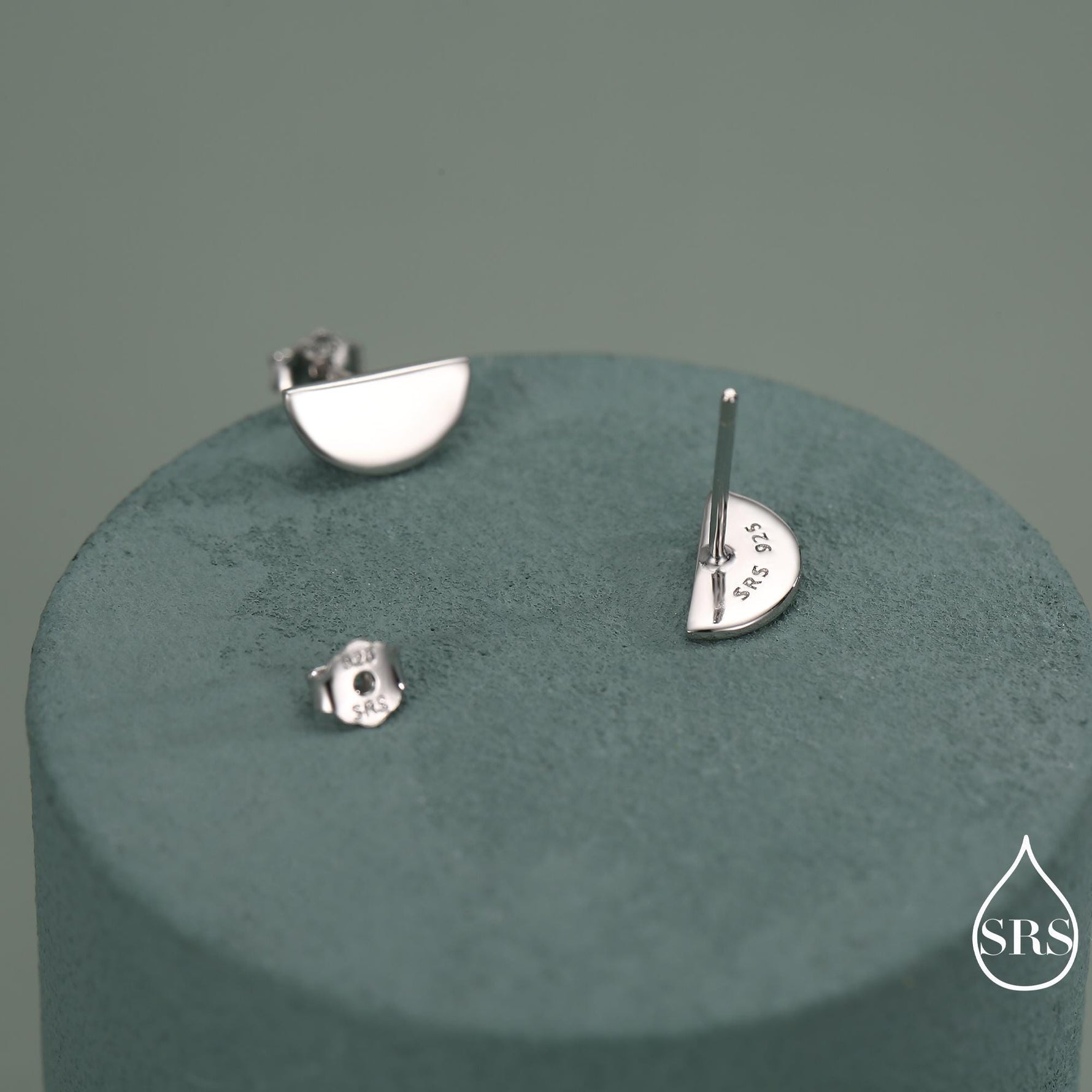 Sterling Silver Half Circle Stud Earrings, Half Moon Stud Earrings, Silver, Gold or Rose Gold, Small Earrings, Stacking Earrings, Geometric