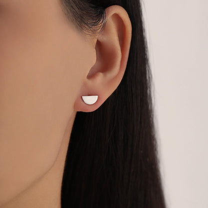 Sterling Silver Half Circle Stud Earrings, Half Moon Stud Earrings, Silver, Gold or Rose Gold, Small Earrings, Stacking Earrings, Geometric