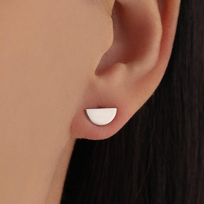 Sterling Silver Half Circle Stud Earrings, Half Moon Stud Earrings, Silver, Gold or Rose Gold, Small Earrings, Stacking Earrings, Geometric