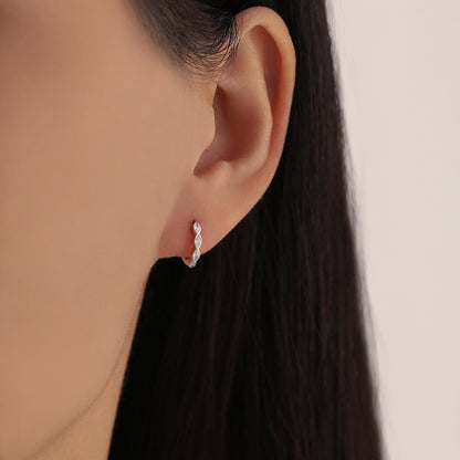 Marquise CZ Huggie Hoop in Sterling Silver, Silver or Gold, Minimalist Simple Hoop Earrings