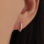 Marquise CZ Huggie Hoop in Sterling Silver, Silver or Gold, Minimalist Simple Hoop Earrings