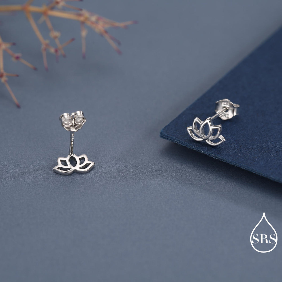 Lotus Flower Stud Earrings in Sterling Silver, Silver or Gold, Nature Inspired, Botanical Earrings