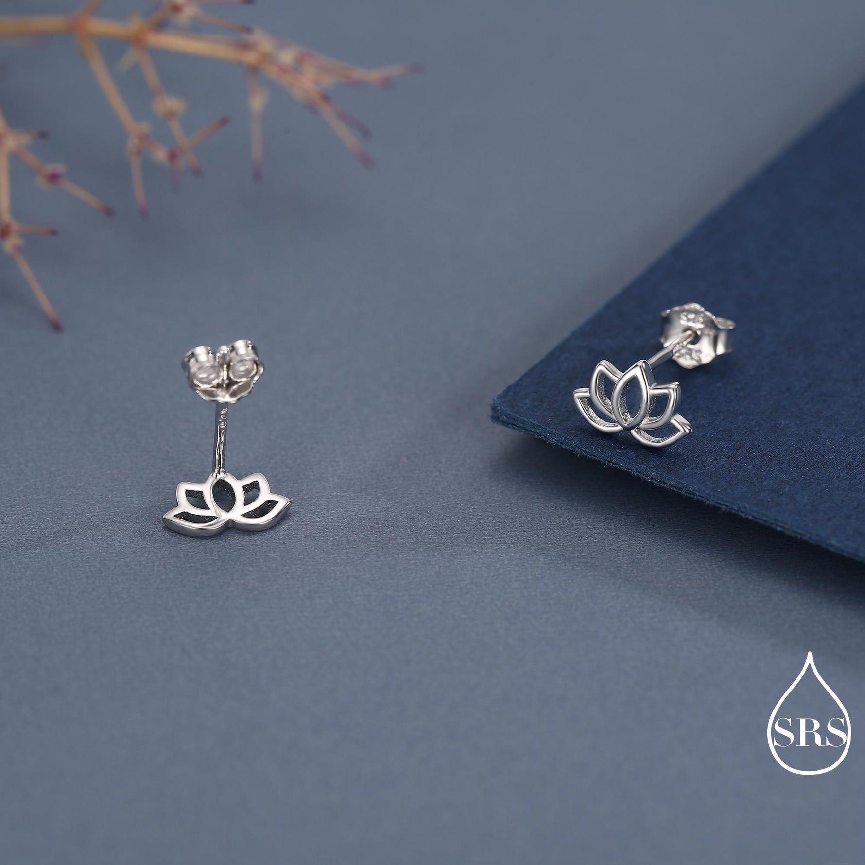 Lotus Flower Stud Earrings in Sterling Silver, Silver or Gold, Nature Inspired, Botanical Earrings