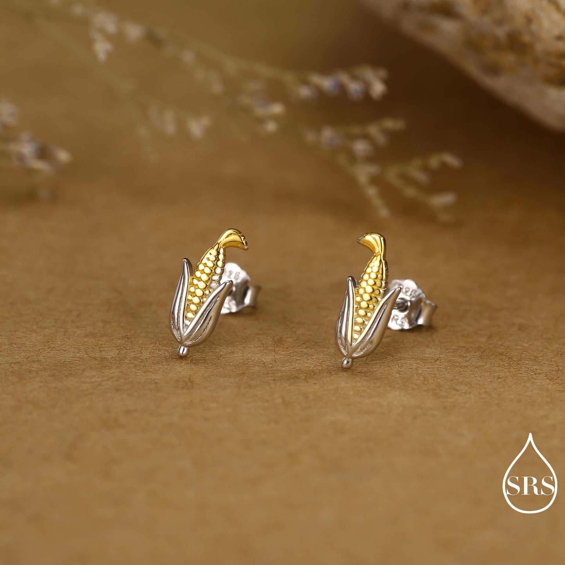 Sterling Silver Sweetcorn Stud Earrings – Cute Food Mini Studs
