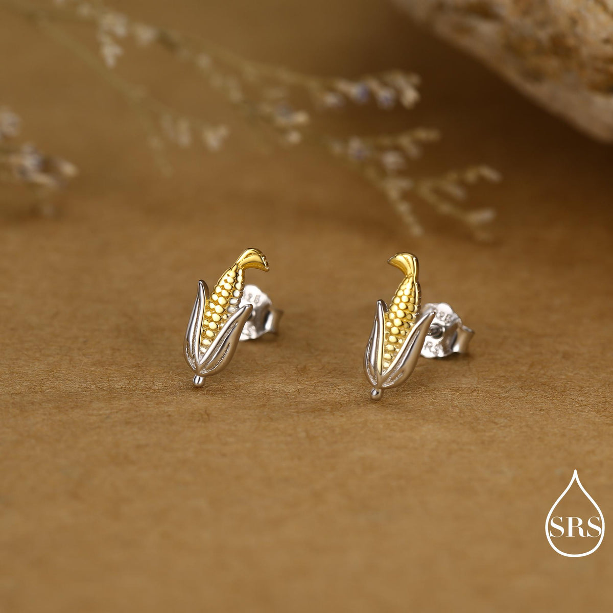 Sterling Silver Sweetcorn Stud Earrings – Cute Food Mini Studs