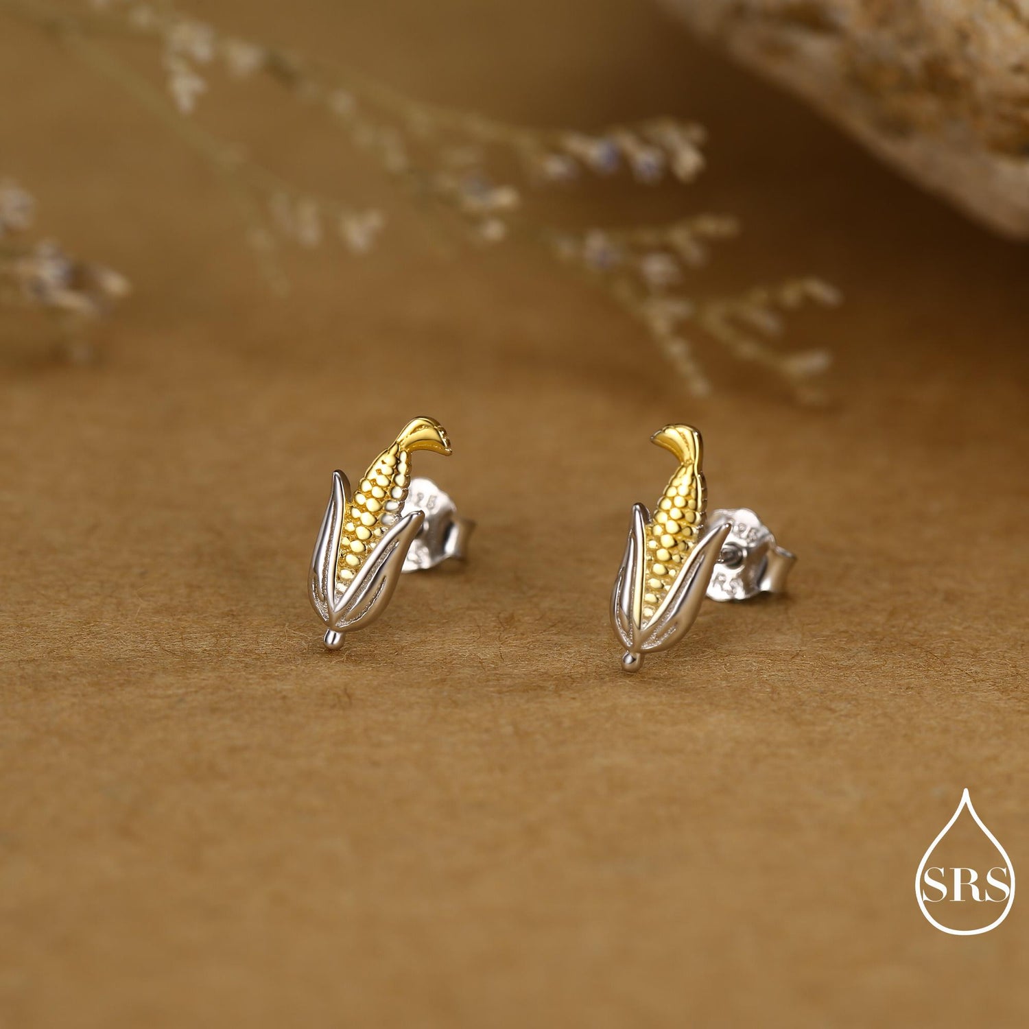 Sterling Silver Sweetcorn Stud Earrings – Cute Food Mini Studs