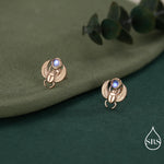 Moonstone Scarab Beetle Stud Earrings