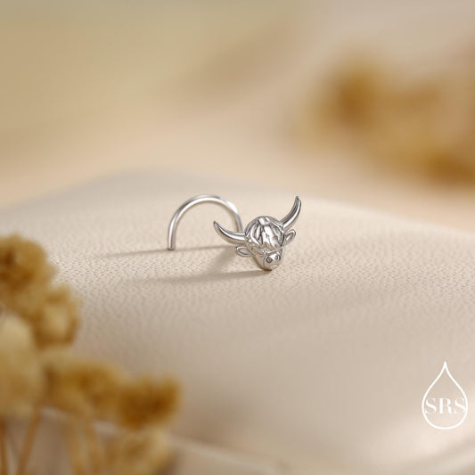 Sterling Silver Highland Cow Nose Ring – Dainty Minimalist Design Scottish Jewellery