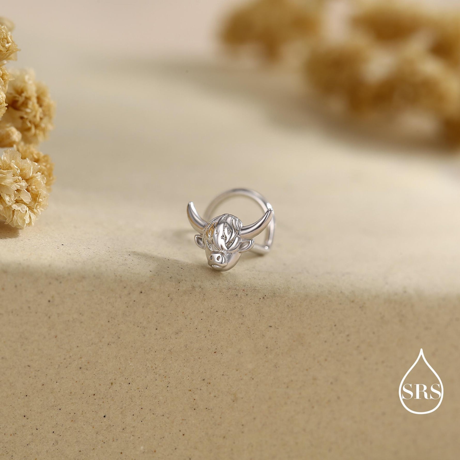 Sterling Silver Highland Cow Nose Ring – Dainty Minimalist Design Scottish Jewellery