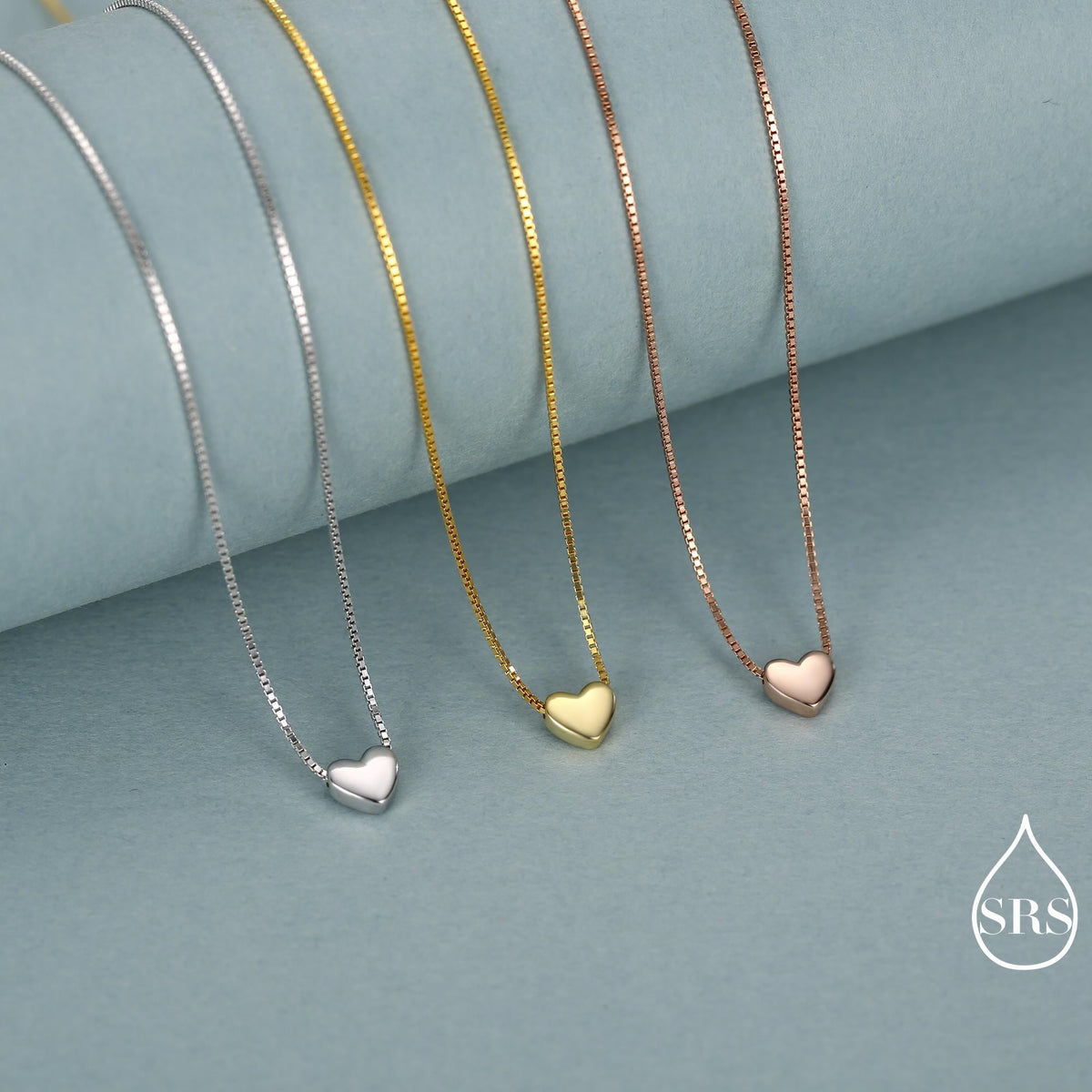 Minimalist Heart Pendant Necklace in Sterling Silver, Gold and Rose Gold. Tiny Heart Necklace, Sweet and Cute